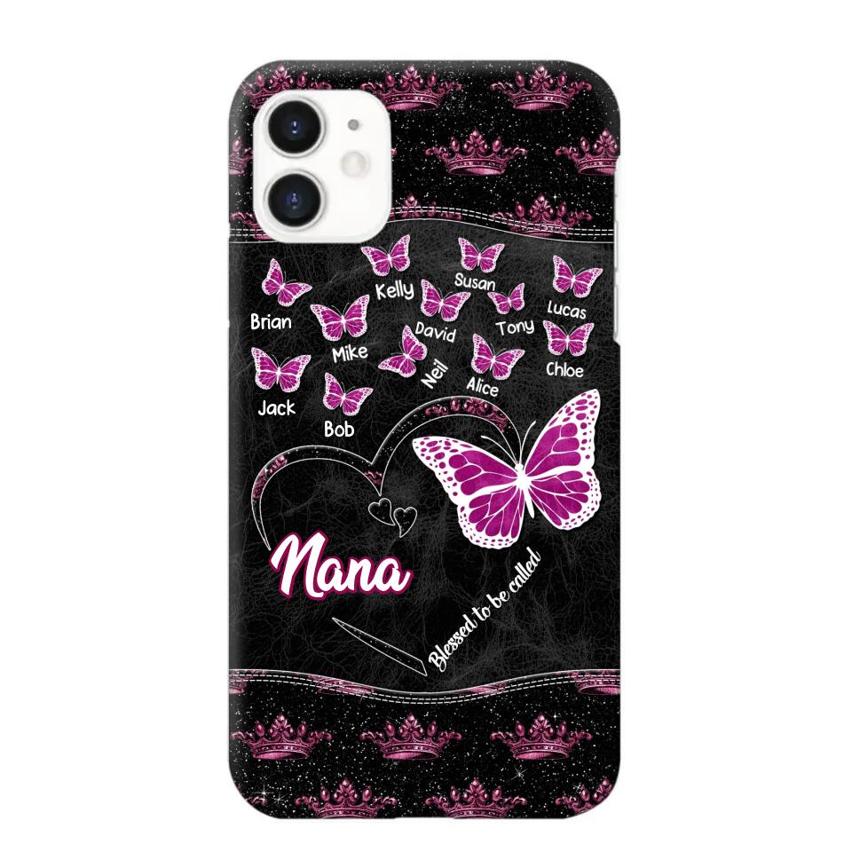 Personalized Butterflies Grandma Heart & Kid's Name Phonecase Printed QTDT1803