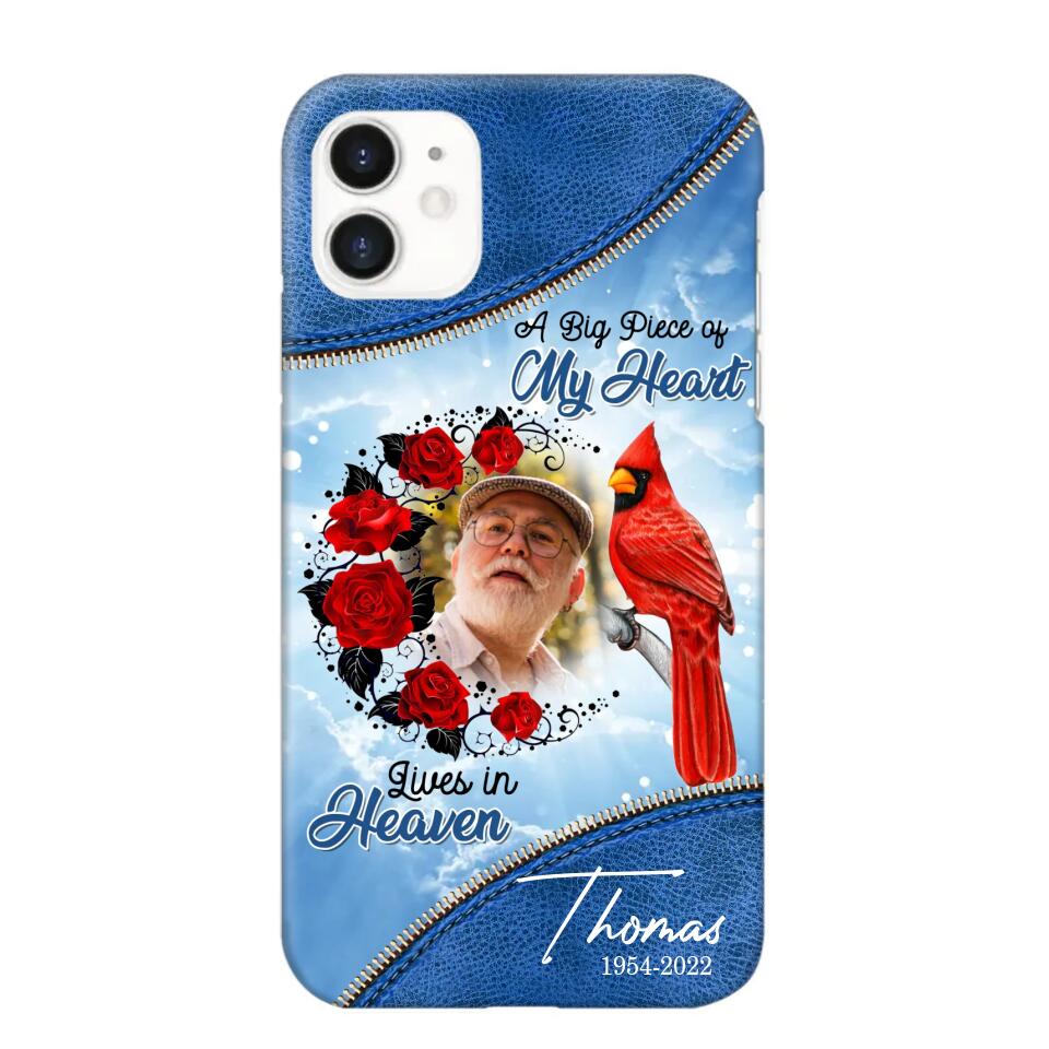 Personalized Upload Photo Memorial A Big Piece Of My Heart Lives in Heaven Phonecase Printed QTDT2103