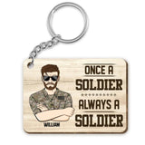 Personalized Once A Soldier Always A Soldier US Veteran/Soldier Rank Camo & Old Man Keychain Printed 23MAR-DT21