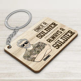 Personalized Once A Soldier Always A Soldier US Veteran/Soldier Rank Camo & Old Man Keychain Printed 23MAR-DT21