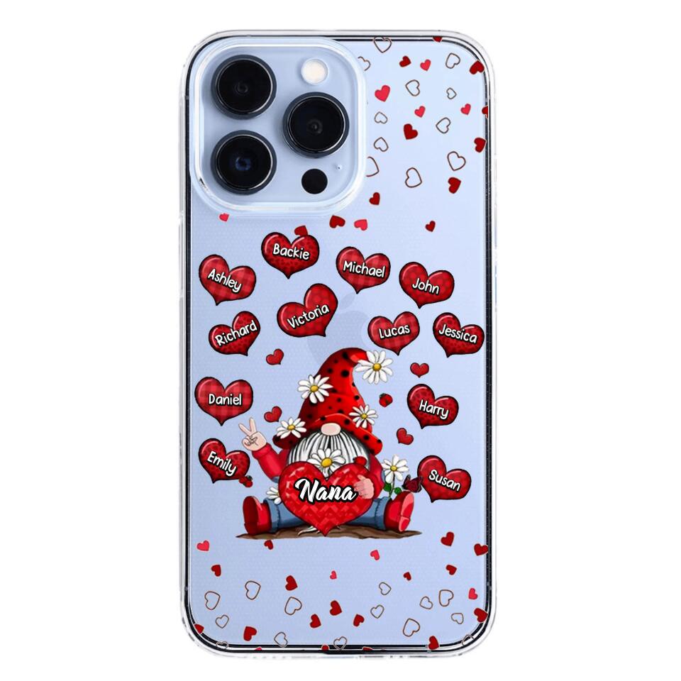 Personalized Grandma Nana Mom Aunt Kid Name Heart Hippie Silicon Phonecase QTDT2203