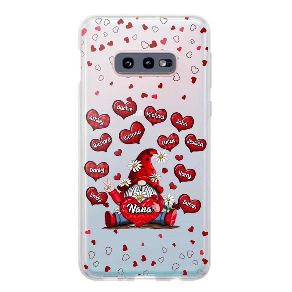 Personalized Grandma Nana Mom Aunt Kid Name Heart Hippie Silicon Phonecase QTDT2203