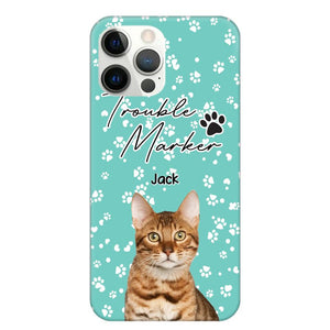 Personalized Upload Your Cat Photo Trouble Marker Cat Lovers Silicon Phonecase QTHQ2203