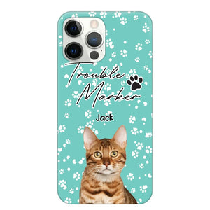 Personalized Upload Your Cat Photo Trouble Marker Cat Lovers Silicon Phonecase QTHQ2203