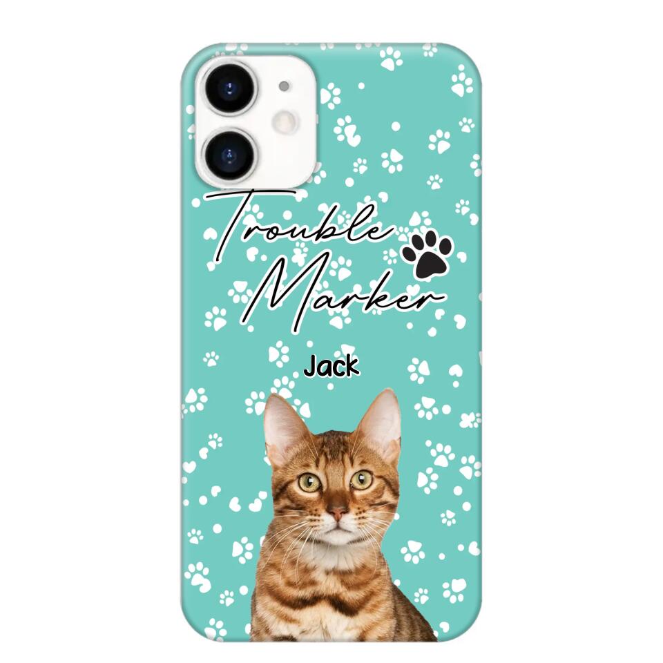 Personalized Upload Your Cat Photo Trouble Marker Cat Lovers Silicon Phonecase QTHQ2203