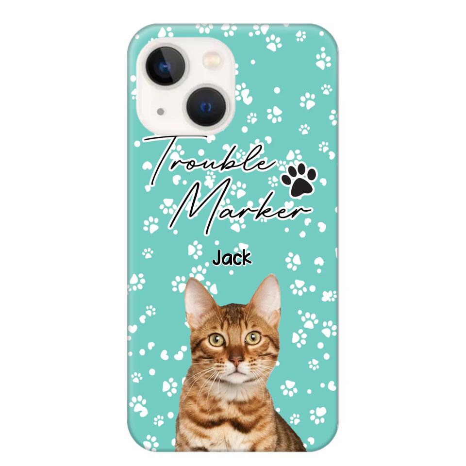 Personalized Upload Your Cat Photo Trouble Marker Cat Lovers Silicon Phonecase QTHQ2203