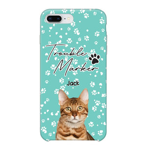 Personalized Upload Your Cat Photo Trouble Marker Cat Lovers Silicon Phonecase QTHQ2203