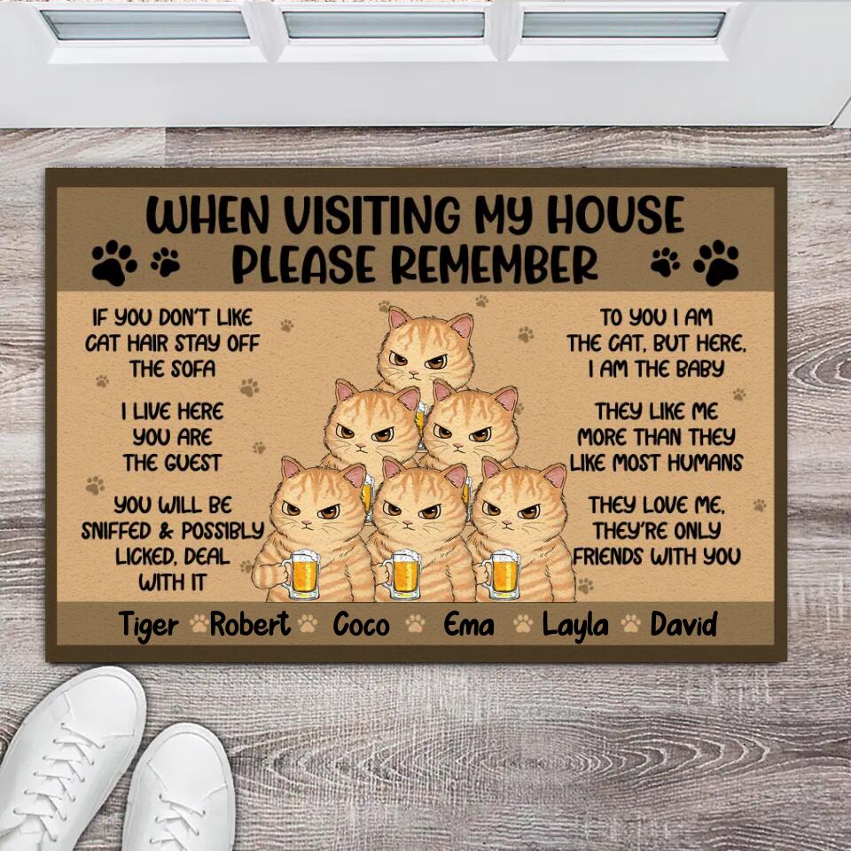 Personalized When Visting My House Please Remember Cat Lovers Welcome Doormat Printed QTDT2303