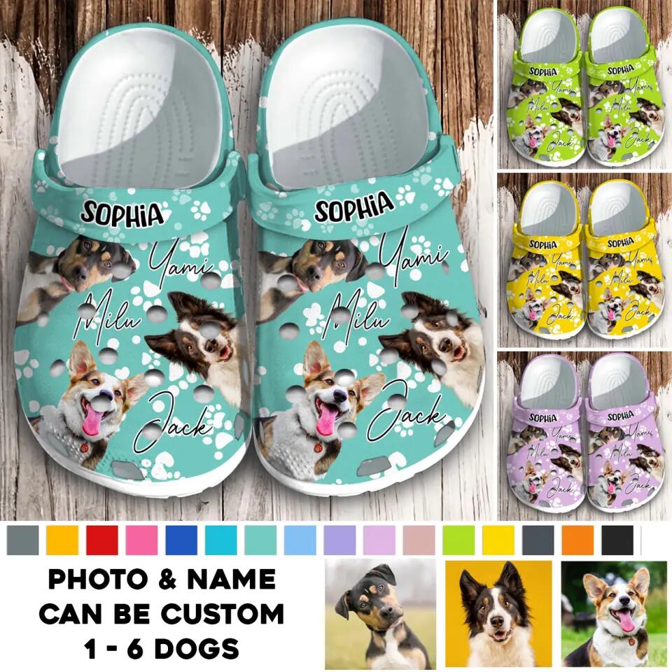 Personalized Upload Dog Photos Dog Lovers Paw Clog Slipper Shoes Printed 23MAR-HQ24