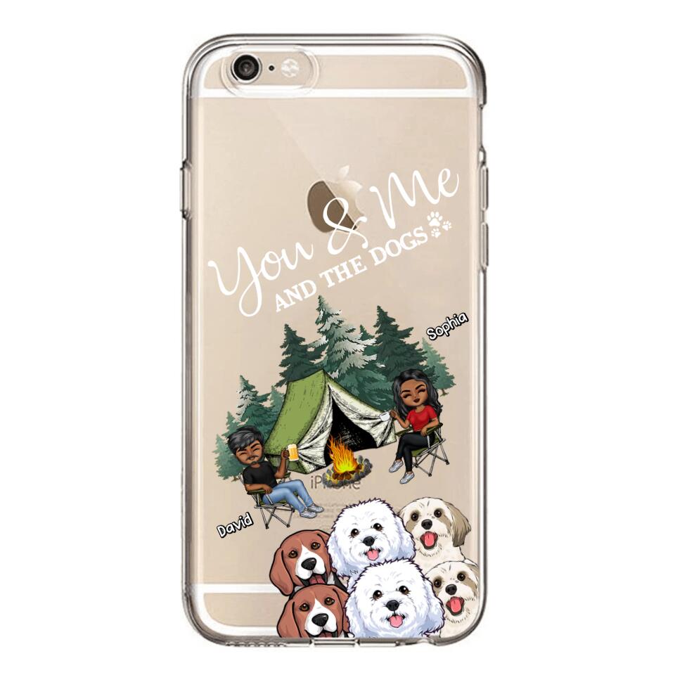 Personalized You & Me And The Dogs Couple Camping Dog Lovers Gift Silicon Phonecase PNHQ2403