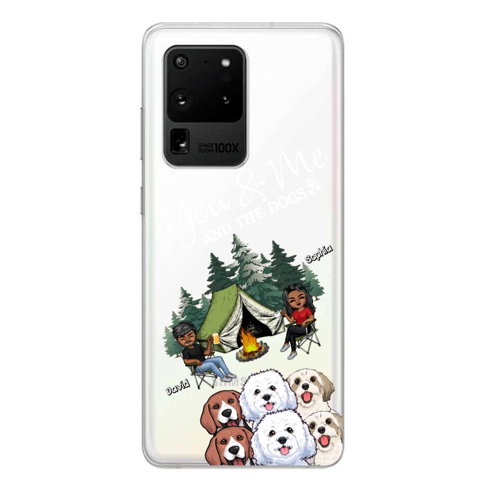 Personalized You & Me And The Dogs Couple Camping Dog Lovers Gift Silicon Phonecase PNHQ2403