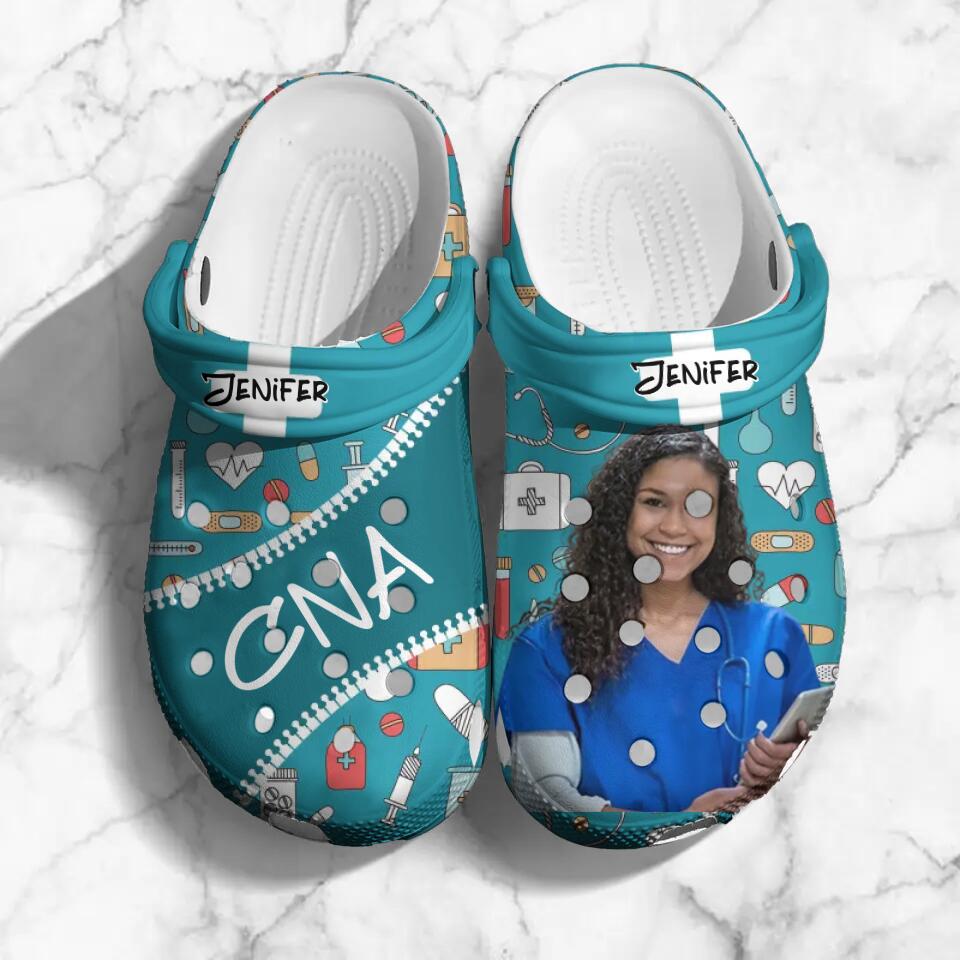 Personalized Upload Your Nurse Photo & Name Clog Slipper Shoes Printed QTDT2403