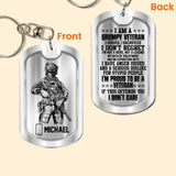 Personalized Australian Soldier/ Veteran I Am A Grumpy Veteran Rank Keychain Printed 23MAR-HQ27