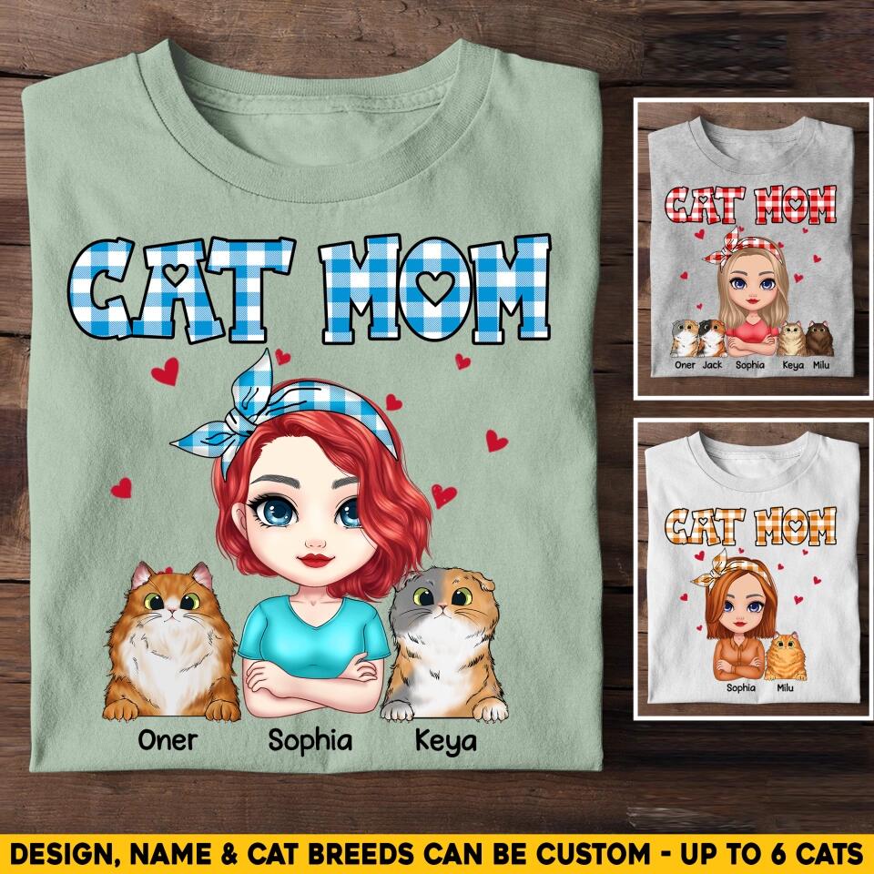 Personalized Cat Mom Fur Mama Cat Lovers Tshirt Printed 23MAR-HQ24