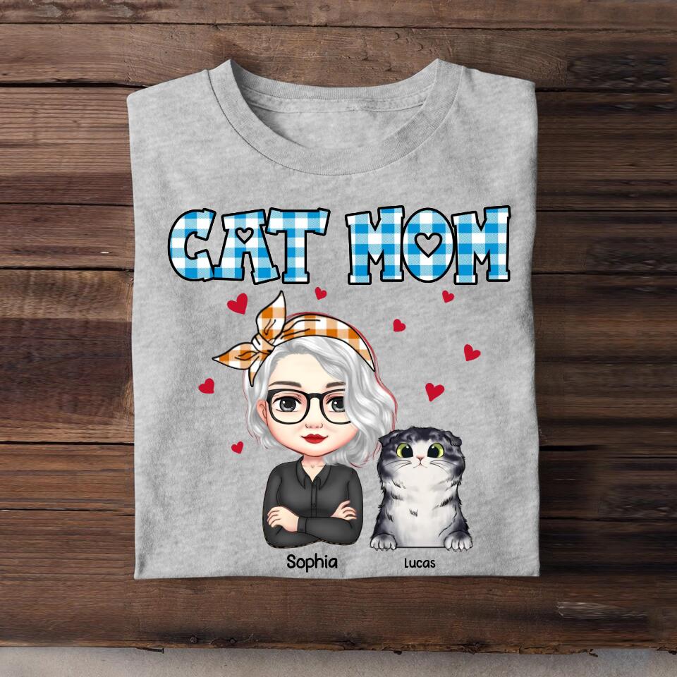 Personalized Cat Mom Fur Mama Cat Lovers Tshirt Printed 23MAR-HQ24