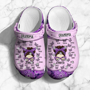 Personalized Grandma Aunt Nana Mom Kid Name Butterfly Clog Slipper Shoes Printed 23MAR-DT28