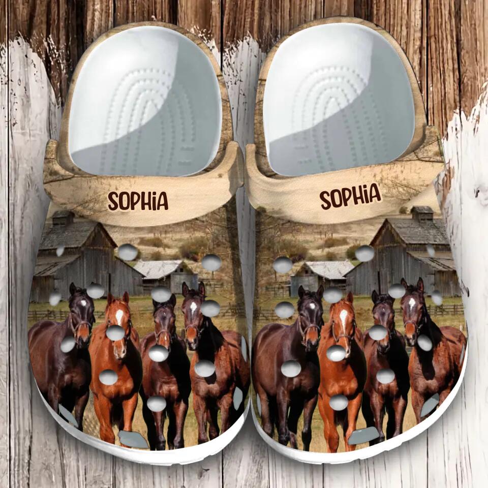 Personalized Upload Horse Photos Farm Horse Lovers Clog Slipper Shoes Printed 23MAR-HQ30