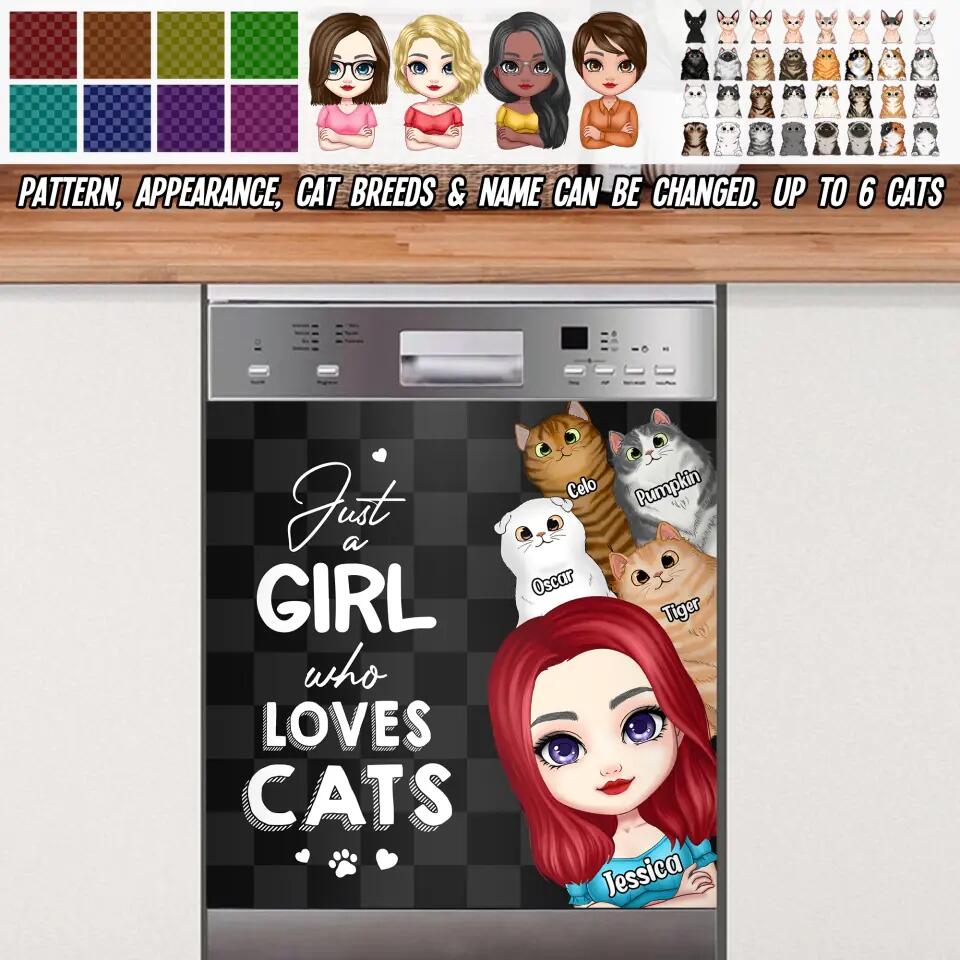 Personalized Just A Girl Who Loves Cats Dishwasher QTDT3003