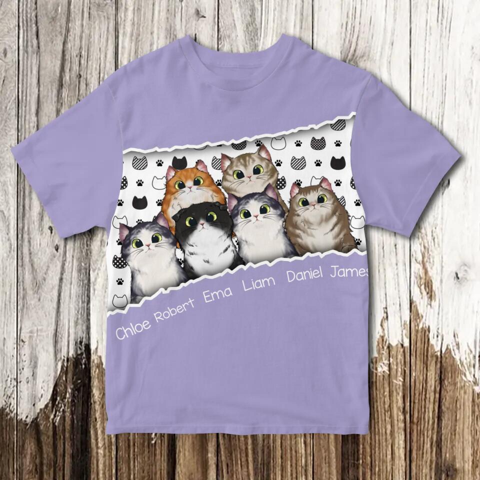 Personalized Cats & Name Cat Lovers Gift Tshirt 3D Printed PNHQ3103