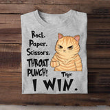 Personalized Rock Paper Scissors Throat Punch I Win Cat Lovers Tshirt Printed 23APR-DT01