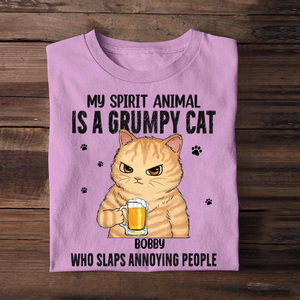 Personalized My Spirit Animal Is A Grumpy Cat Cat Lovers Tshirt Printed QTDT0104