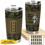 Personalized Swiss Soldier/ Veteran Once A Soldier Always A Soldier Rank Camo Tumbler Printed 23APR-BQT03