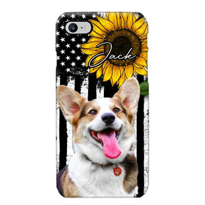 Personalized Upload Your Dog Photo & Name Sunflower Phonecase Printed QTHQ0504