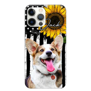 Personalized Upload Your Dog Photo & Name Sunflower Phonecase Printed QTHQ0504