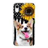 Personalized Upload Your Dog Photo & Name Sunflower Phonecase Printed QTHQ0504