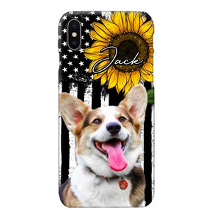 Personalized Upload Your Dog Photo & Name Sunflower Phonecase Printed QTHQ0504