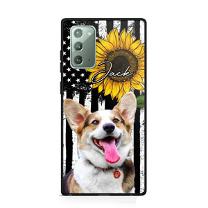 Personalized Upload Your Dog Photo & Name Sunflower Phonecase Printed QTHQ0504