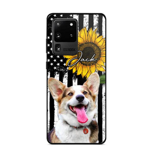 Personalized Upload Your Dog Photo & Name Sunflower Phonecase Printed QTHQ0504