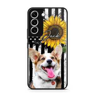 Personalized Upload Your Dog Photo & Name Sunflower Phonecase Printed QTHQ0504