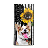 Personalized Upload Your Dog Photo & Name Sunflower Phonecase Printed QTHQ0504