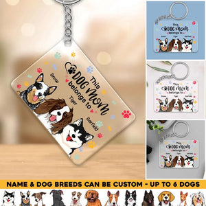 Personalized This Dog Mom Belongs To Dog Lovers Gift Acrylic Keychain Printed 23APR-HQ06