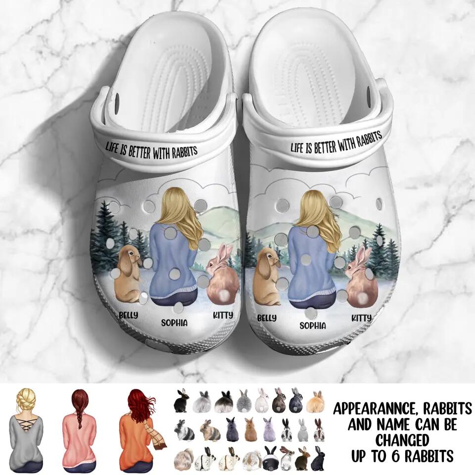 Personalized Life Is Better With Rabbits Bunny Lovers Gift Clog Slipper Shoes Printed 23APR-DT06