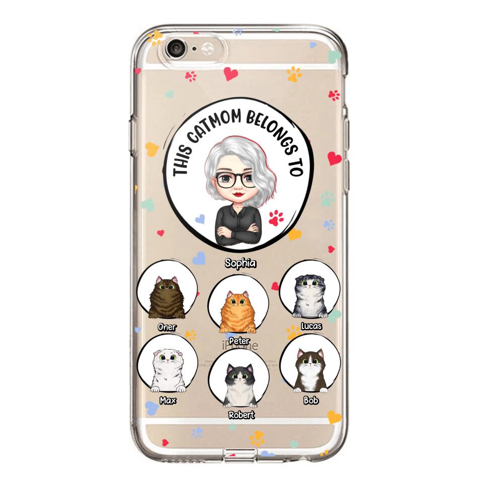 Personalized This Cat Mom Belongs To & Name Silicon Phonecase PNDT0604