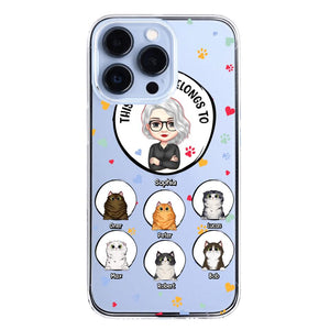 Personalized This Cat Mom Belongs To & Name Silicon Phonecase PNDT0604