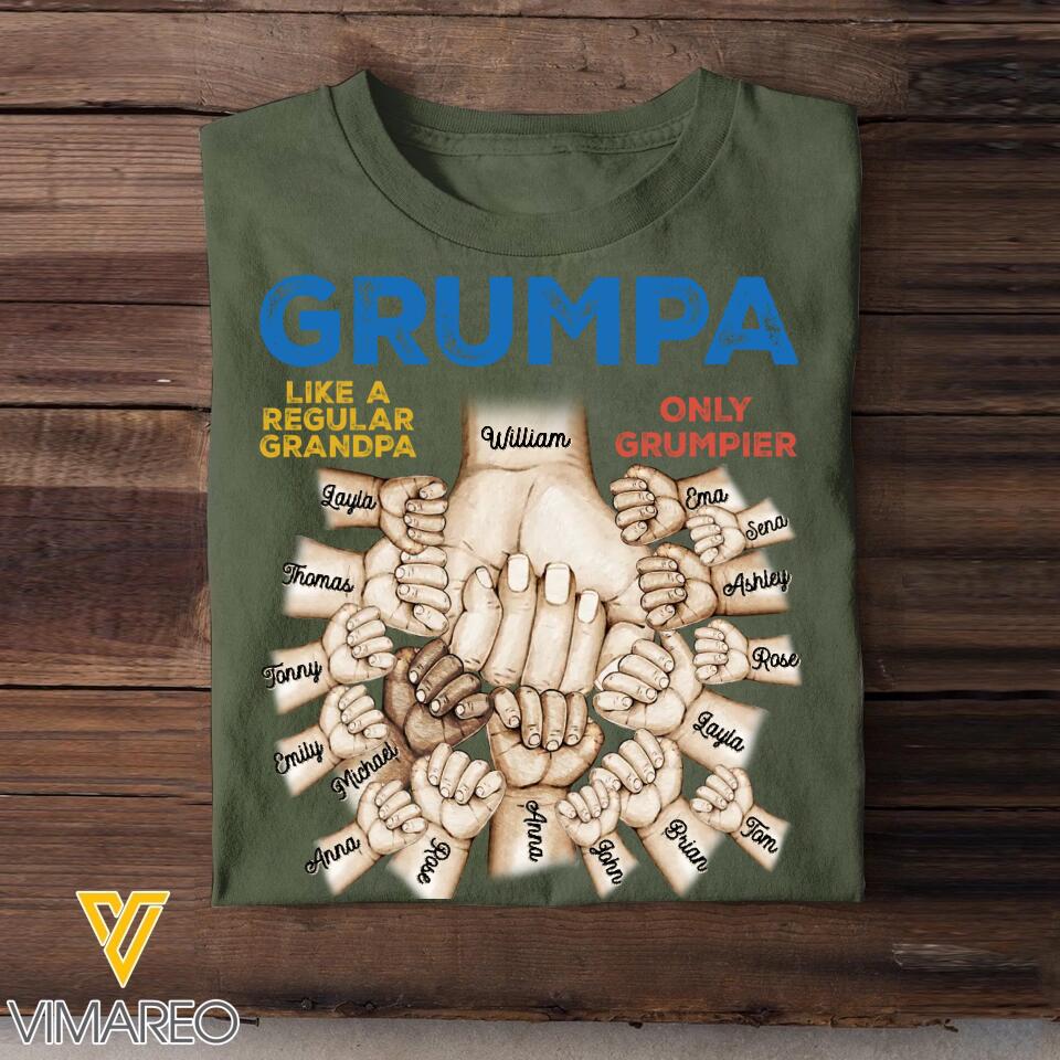 Personalized Grumpa Like A Regular Grandpa Only Grumpier Kid Name Hand Tshirts Printed 23APR-BQT06