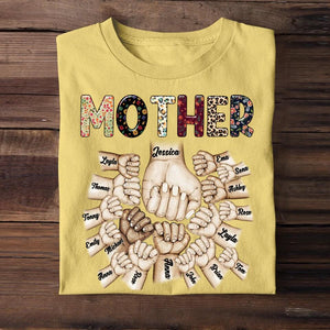 Personalized Mother/Grandma & Kid Name Hand Tshirt Printed 23APR-PTN11