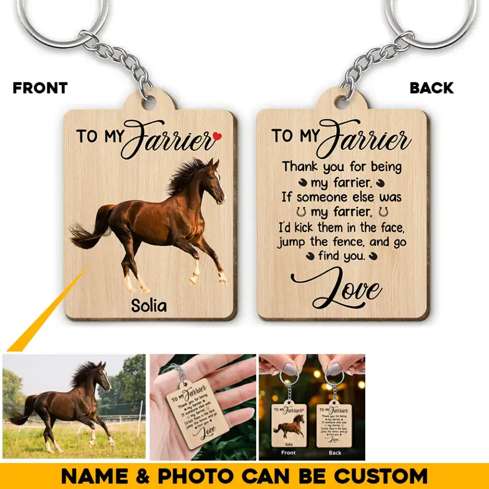 Personalized Upload Your Dog Photo To My Farrier Wooden Keychain Printed 23APR-HQ13