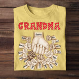 Personalized Grandma Kid Name Hand Tshirt Printed 23APR-BQT13