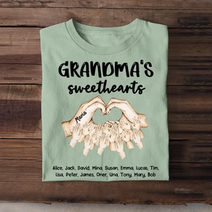 Personalized Grandma's Sweethearts Kid Name Hand Tshirt Printed 23APR-PN13