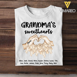 Personalized Grandma's Sweethearts Kid Name Hand Tshirt Printed 23APR-PN13