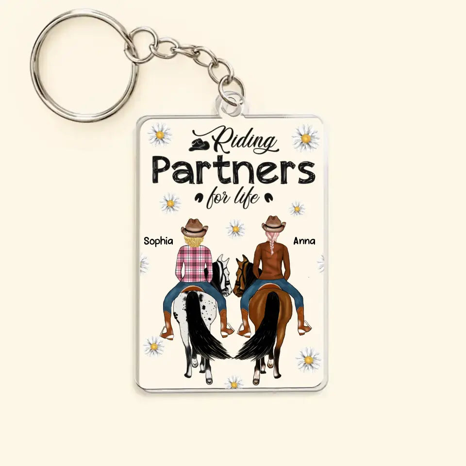 Personalized Riding Partners For Life Horse Besties Acrylic Keychain Horse Lovers Gift Printed 23APR-HQ14