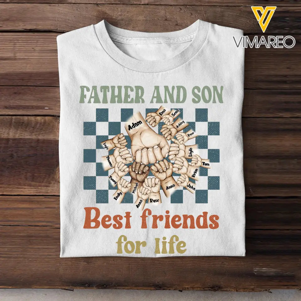 Personalized Father And Son/Children/Daughter Best Friends For Life Hand & Kid Name Tshirt Printed PNPN1404