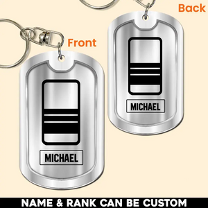 Personalized UK Veteran/Soldier Rank Camo & Name Keychain Printed 23APR-BQT14