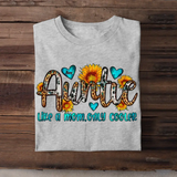 Personalized Auntie Like A Mom Only Cooler Western Sunflower & Heart Kid's Name Hand Tshirt Printed 23APR-BQT15