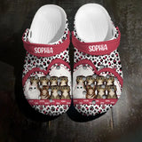 Personalized Cat Mom Leopard Heart Cat Name Clog Slipper Shoes Printed 23APR-HQ17