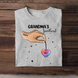 Personalized Grandma's Sweetheart Hand & Kid Name T-shirt Printed QTPN1804